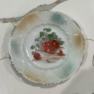 Antique German cherry decorative plate vintage 7.5”